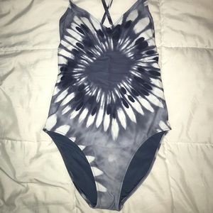 Aerie strappy and happy blue and white one piece